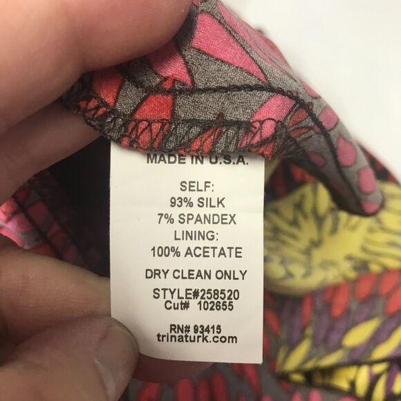 Trina Turk Skirt Womens 4 Multicolor Silk Spandex Abstract Floral Circle Skater - Picture 5 of 9